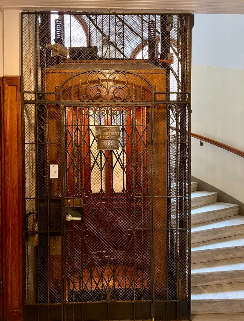 Residential elevator in Art Nouveau style at Lutzengatan in Stockholm