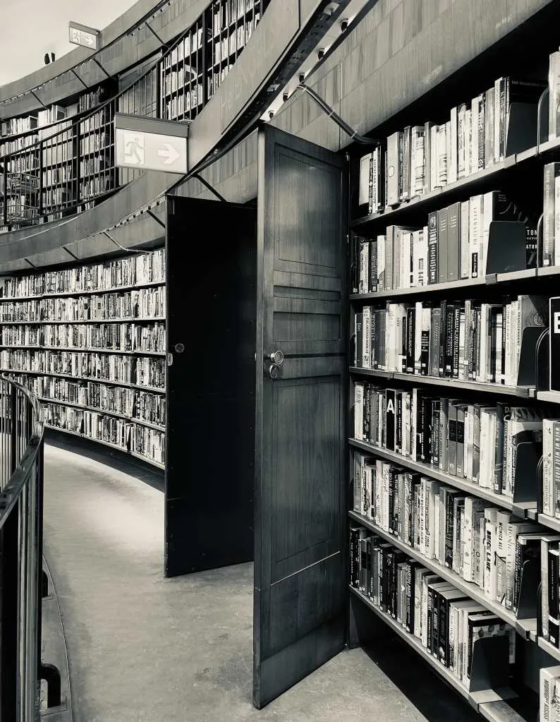 Library interior design in rotunda format
